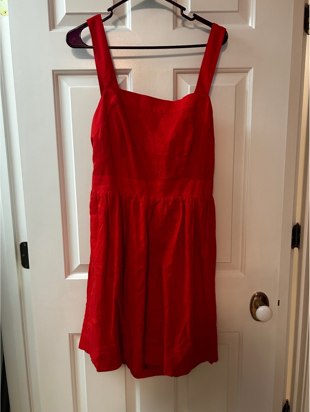 J.Crew Red Linen Cotton Blend Sleeveless Dress Size Large